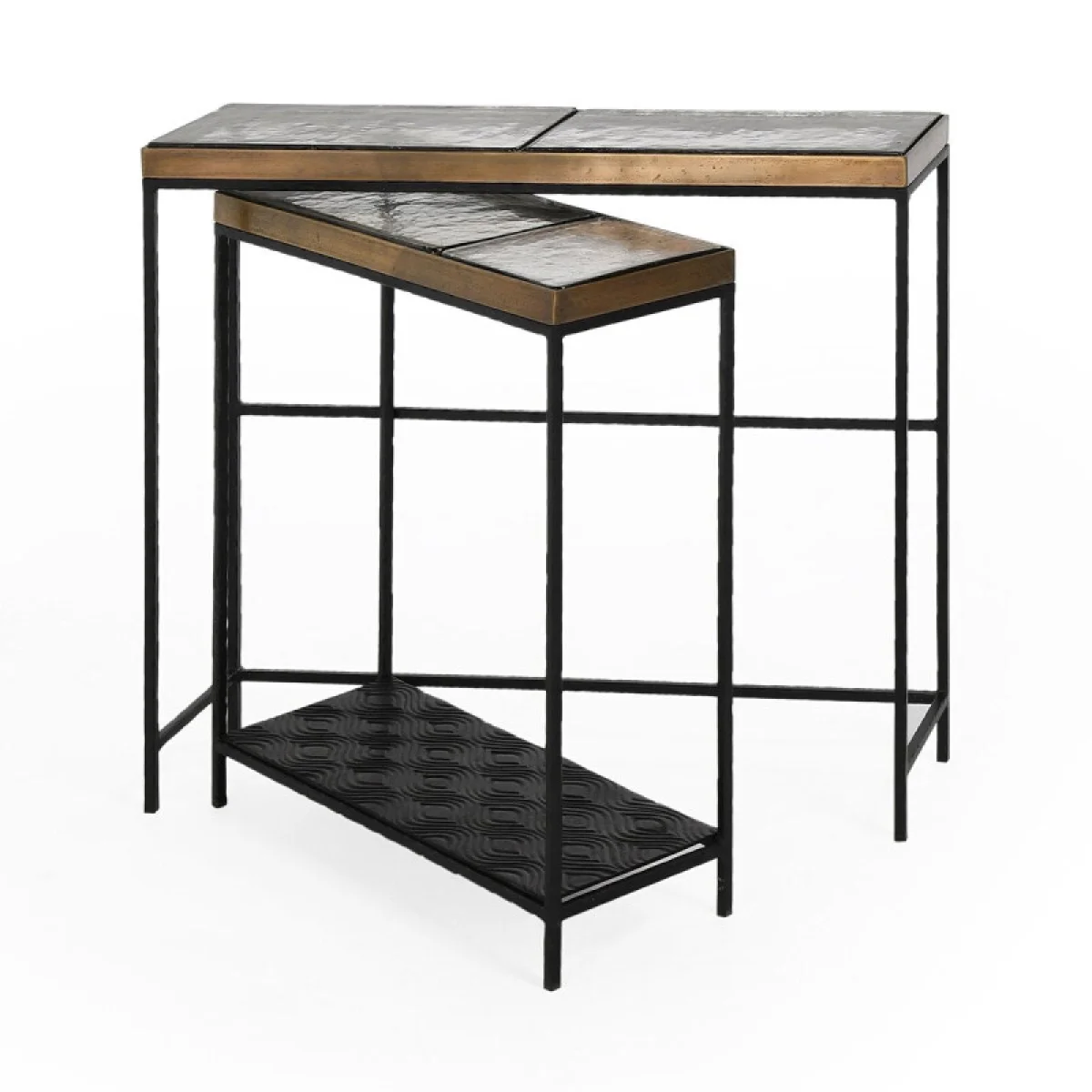 Harrison Glass/aluminum Rectangle Console Tables Set Of 2 Console Tables black 6