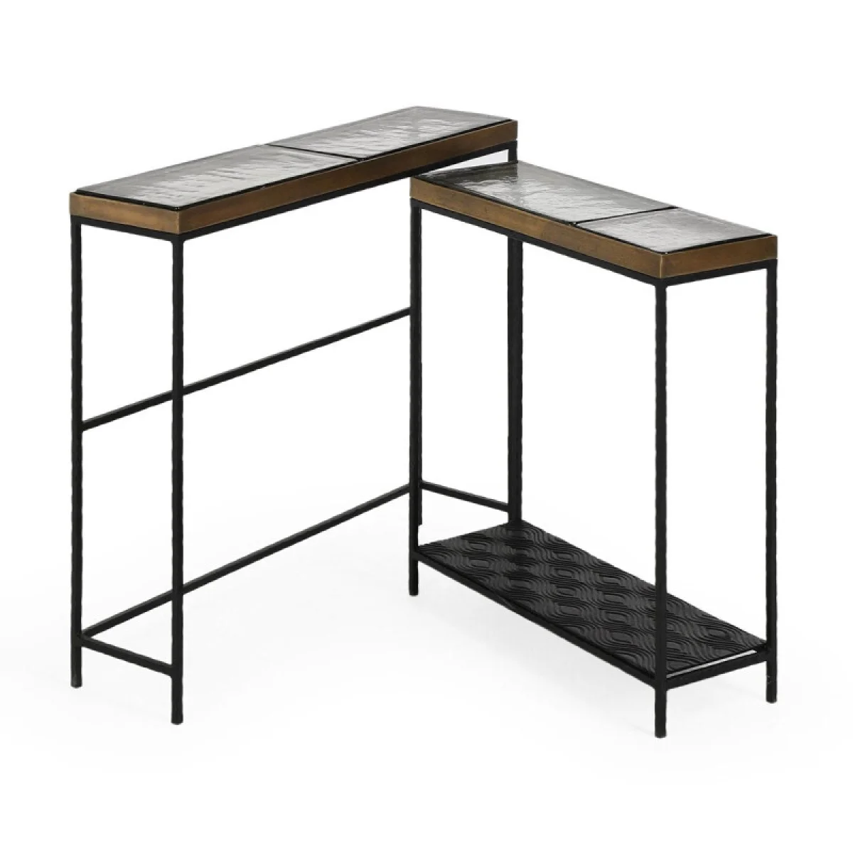 Harrison Glass/aluminum Rectangle Console Tables Set Of 2 Console Tables black 7