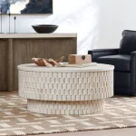 Norwood Solid Wood Round Coffee Table – Coastal White Cocktail & Coffee Tables Classic Home 20
