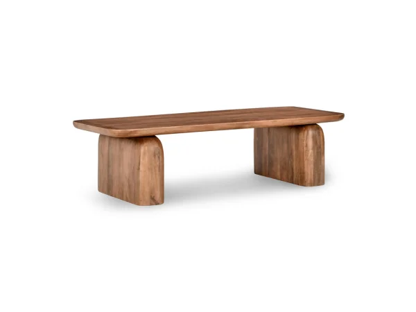 Chloe Solid Wood Rectangle Coffee Table Cocktail & Coffee Tables Brown