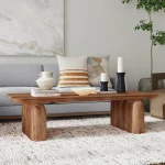 Chloe Solid Wood Rectangle Coffee Table Cocktail & Coffee Tables Brown 18