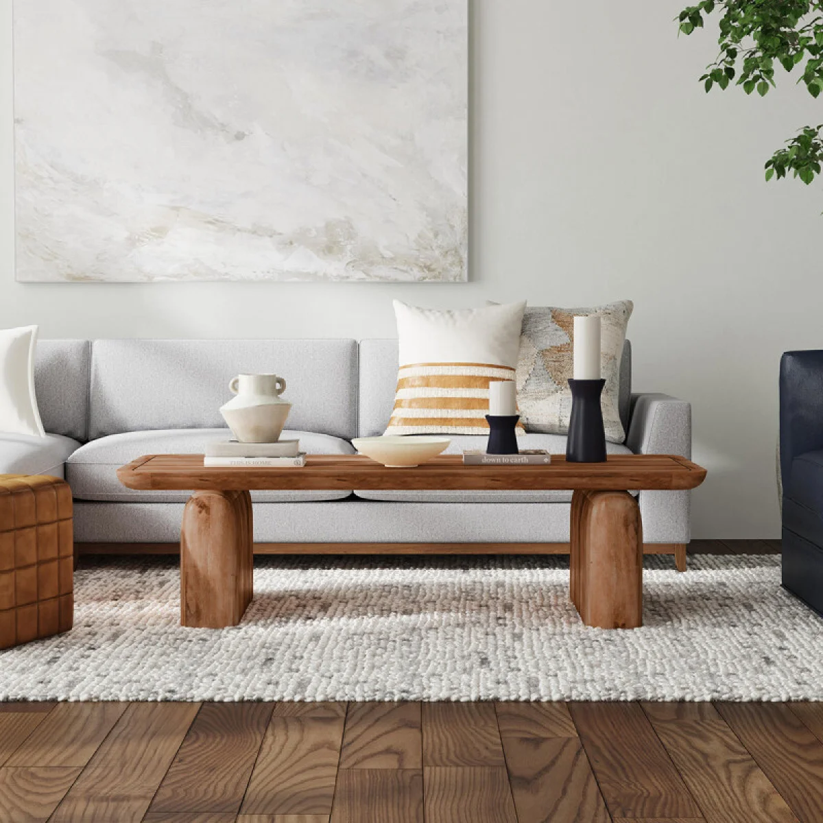 Chloe Solid Wood Rectangle Coffee Table Cocktail & Coffee Tables Brown 11