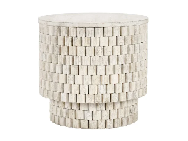 Norwood Solid Wood Round End Table – Coastal White End tables Classic Home