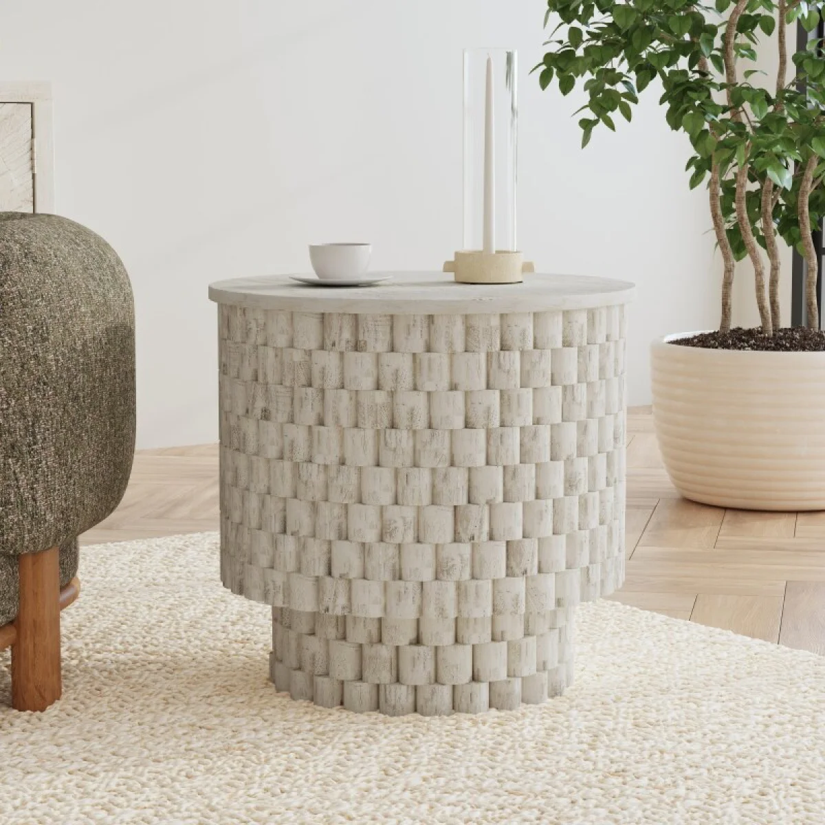 Norwood Solid Wood Round End Table – Coastal White End tables Classic Home 9