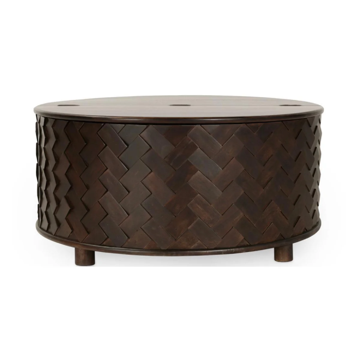 Shira Solid Wood Round Storage Coffee Table Cocktail & Coffee Tables Brown 4