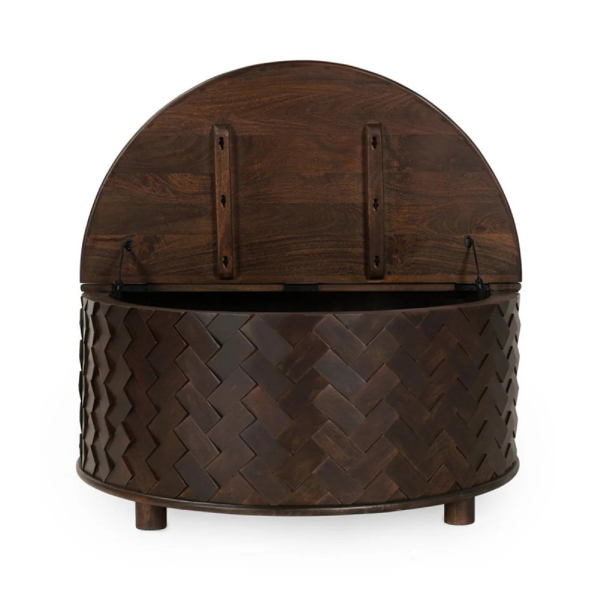 Shira Solid Wood Round Storage Coffee Table Cocktail & Coffee Tables Brown 6