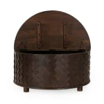 Shira Solid Wood Round Storage Coffee Table Cocktail & Coffee Tables Brown 17