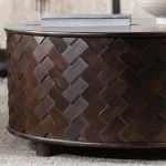 Shira Solid Wood Round Storage Coffee Table Cocktail & Coffee Tables Brown 25
