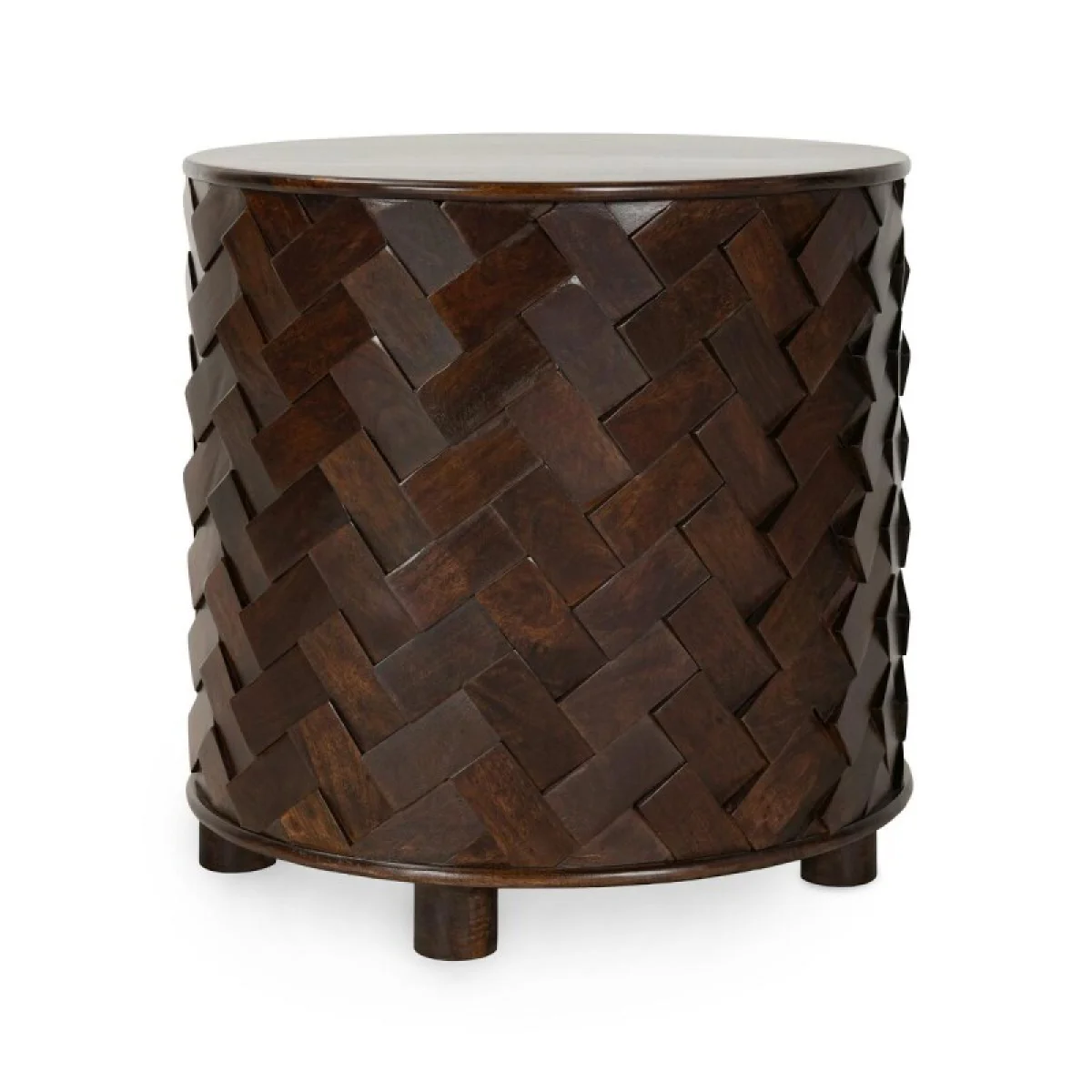 Shira Solid Wood Round End Table End tables Brown 4