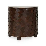 Shira Solid Wood Round End Table End tables Brown 10