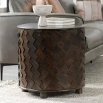 Shira Solid Wood Round End Table End tables Brown 14