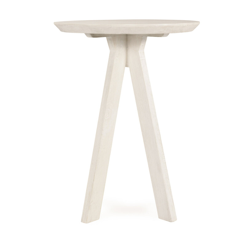 Rodrigo Solid Wood Round Bar Table - White Wash