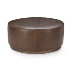 Clair Leather Round Coffee Table Cocktail & Coffee Tables Brown 11