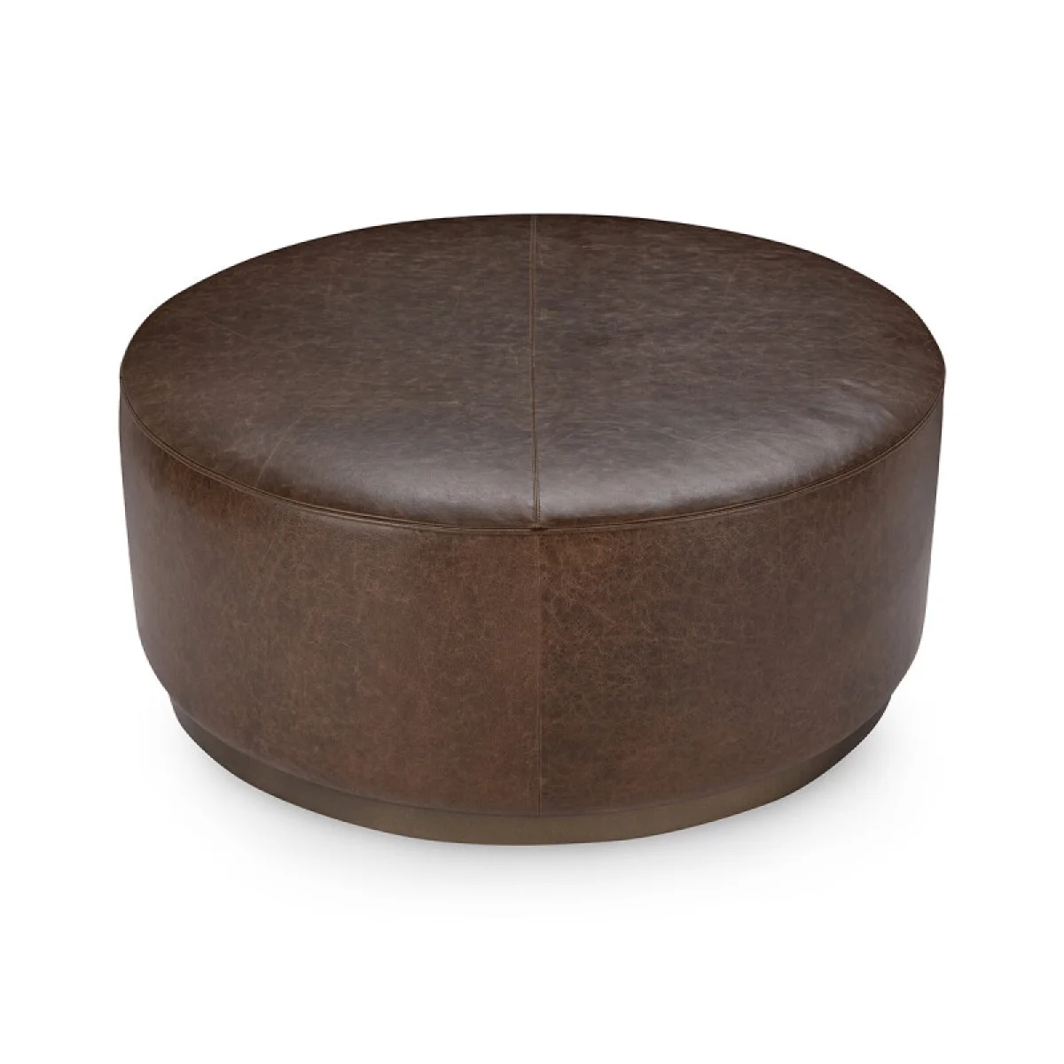 Clair Leather Round Coffee Table Cocktail & Coffee Tables Brown 6
