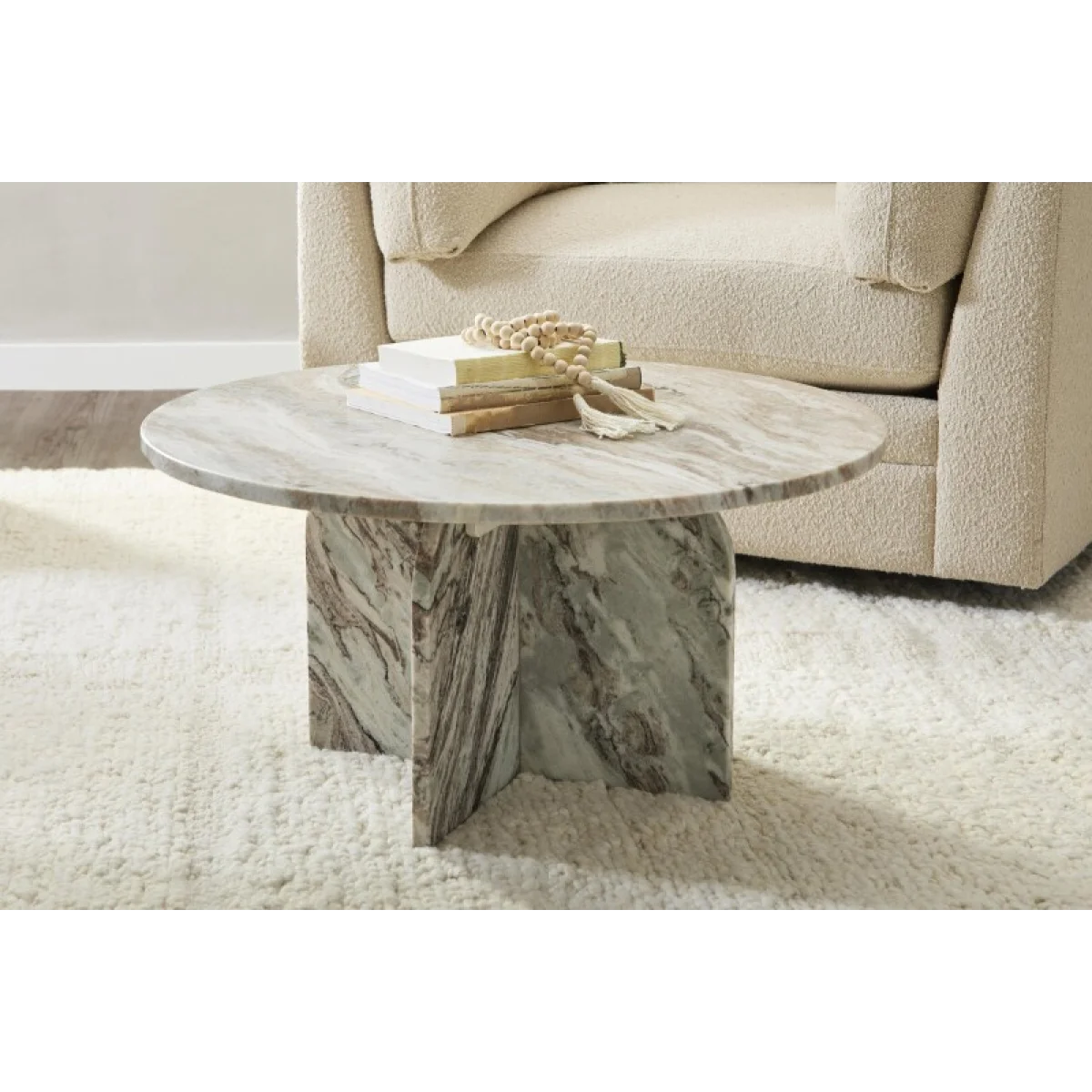 Reilly Marble Round Coffee Table Cocktail & Coffee Tables Classic Home 11