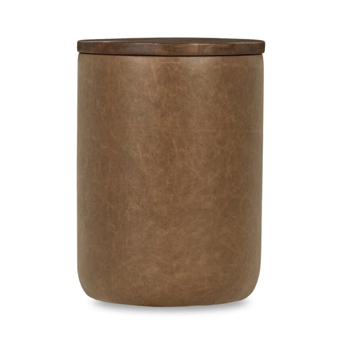 Andra Leather Round Accent Table – Chestnut Chairside Tables Brown 4