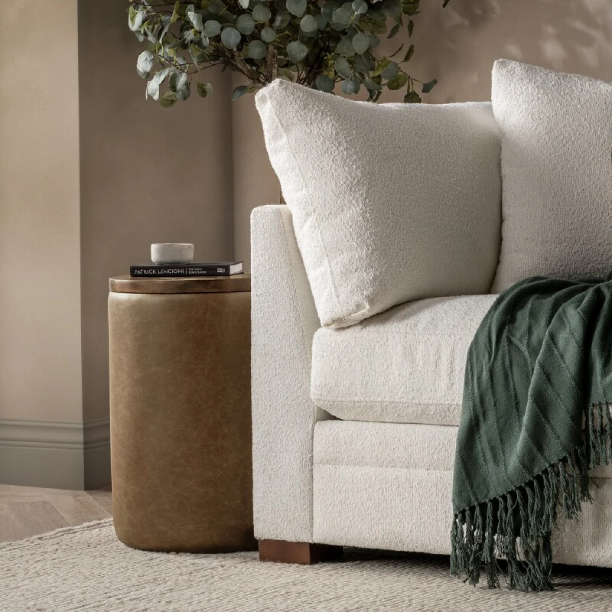 Andra Leather Round Accent Table – Chestnut Chairside Tables Brown 8