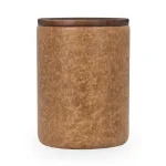 Andra Leather Round Accent Table – Tan Chairside Tables Brown 8