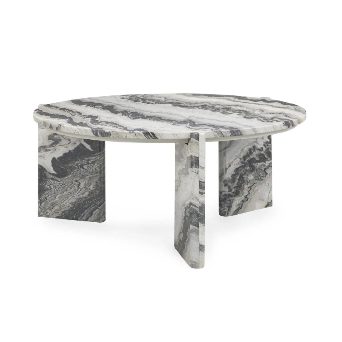 Zora Marble Round Coffee Table Cocktail & Coffee Tables Charcoal Gray 4