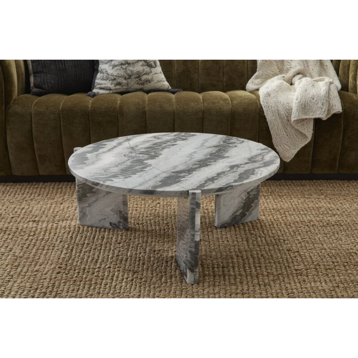 Zora Marble Round Coffee Table Cocktail & Coffee Tables Charcoal Gray 12