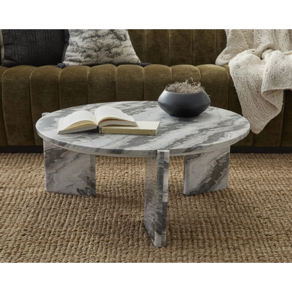 Zora Marble Round Coffee Table Cocktail & Coffee Tables Charcoal Gray 13