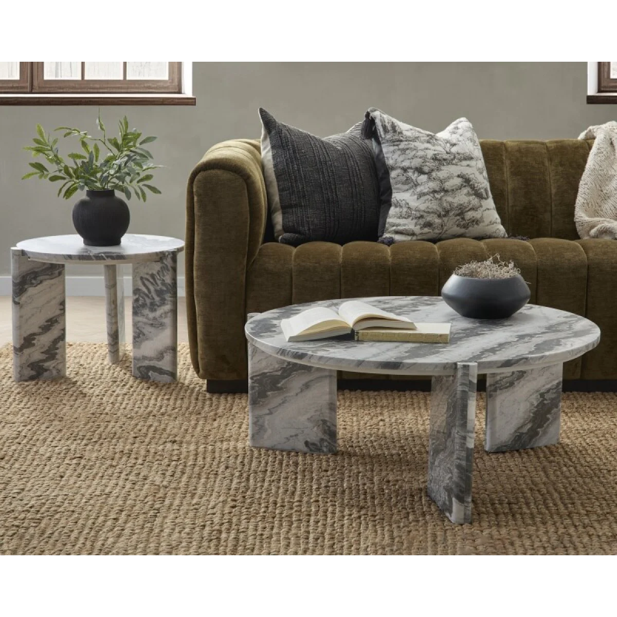 Zora Marble Round Coffee Table Cocktail & Coffee Tables Charcoal Gray 14