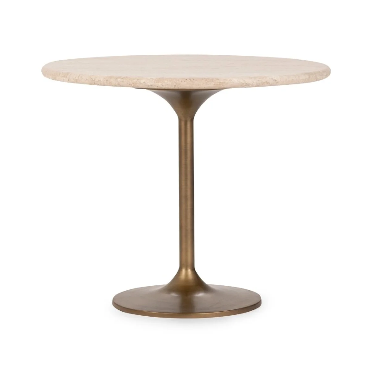 Malani Travertine Round Dining Table Dining Tables Brown 4