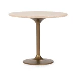 Malani Travertine Round Dining Table Dining Tables Brown 13