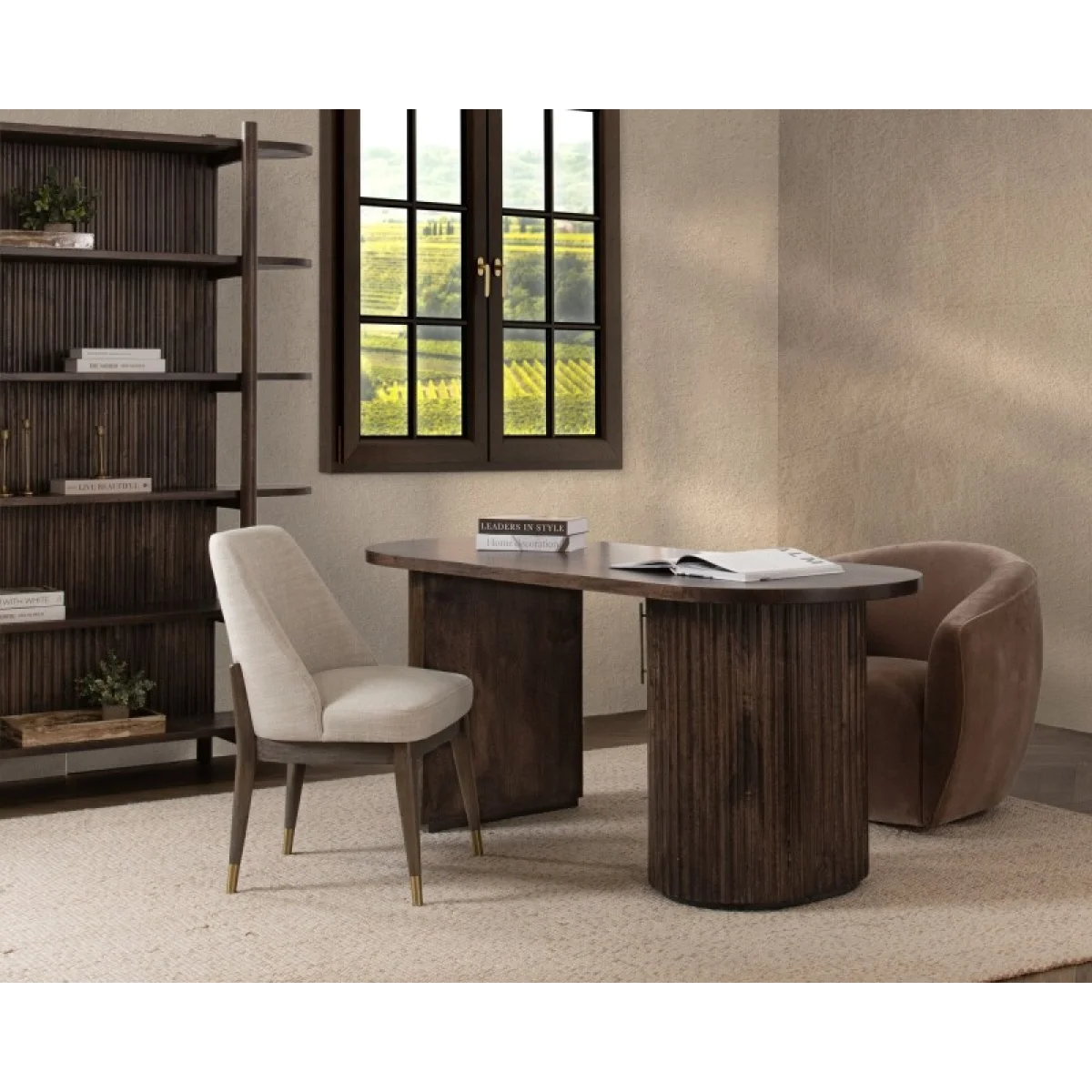 Redford Solid Wood Desk Desks Brown 11