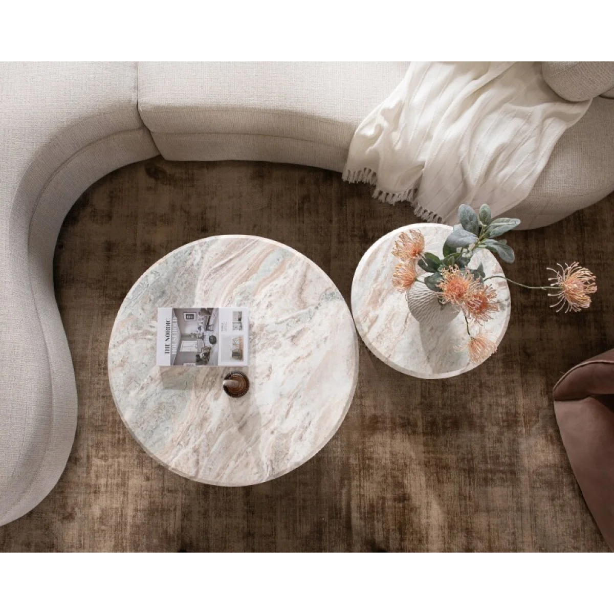 Nordens Marble Round Coffee Table Cocktail & Coffee Tables Classic Home 10