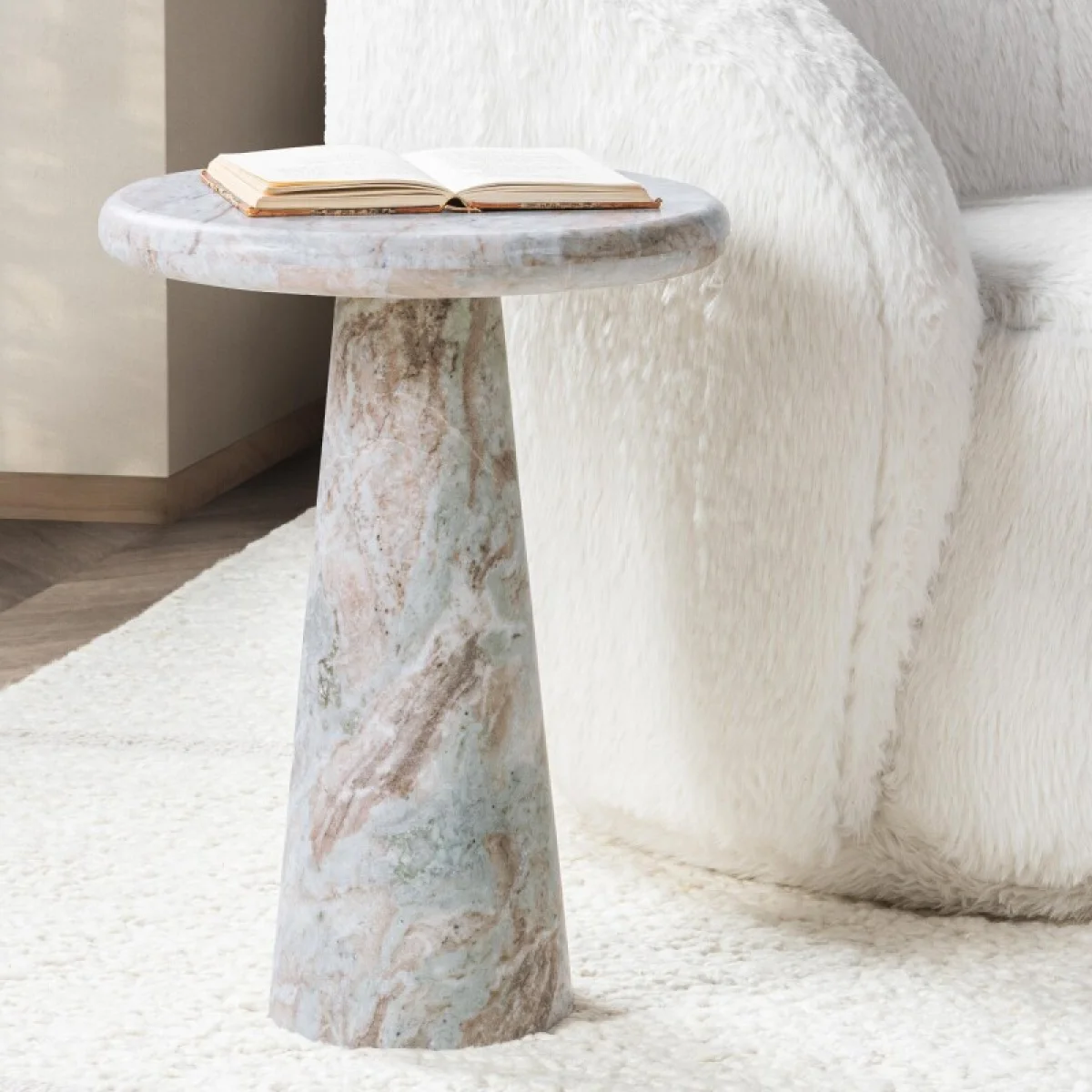 Huxley Marble Round Accent Table End tables Classic Home 15