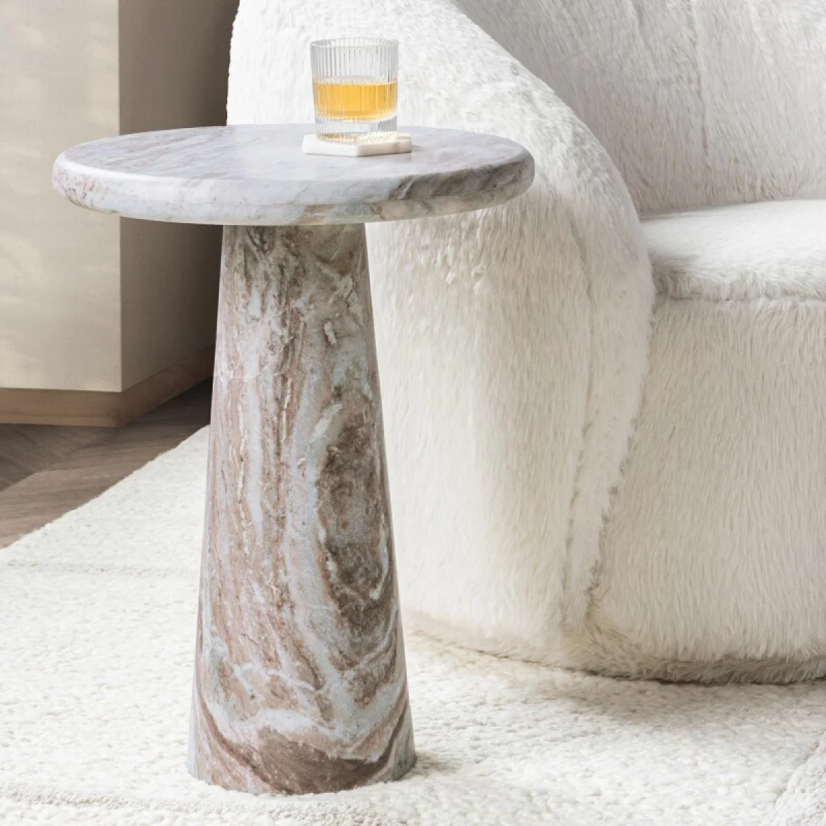 Huxley Marble Round Accent Table – 18″ End tables Classic Home 16