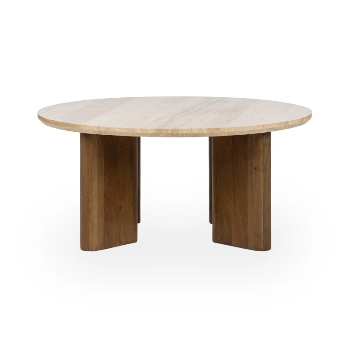 Idella Travertine Round Coffee Table Cocktail & Coffee Tables Brown 7