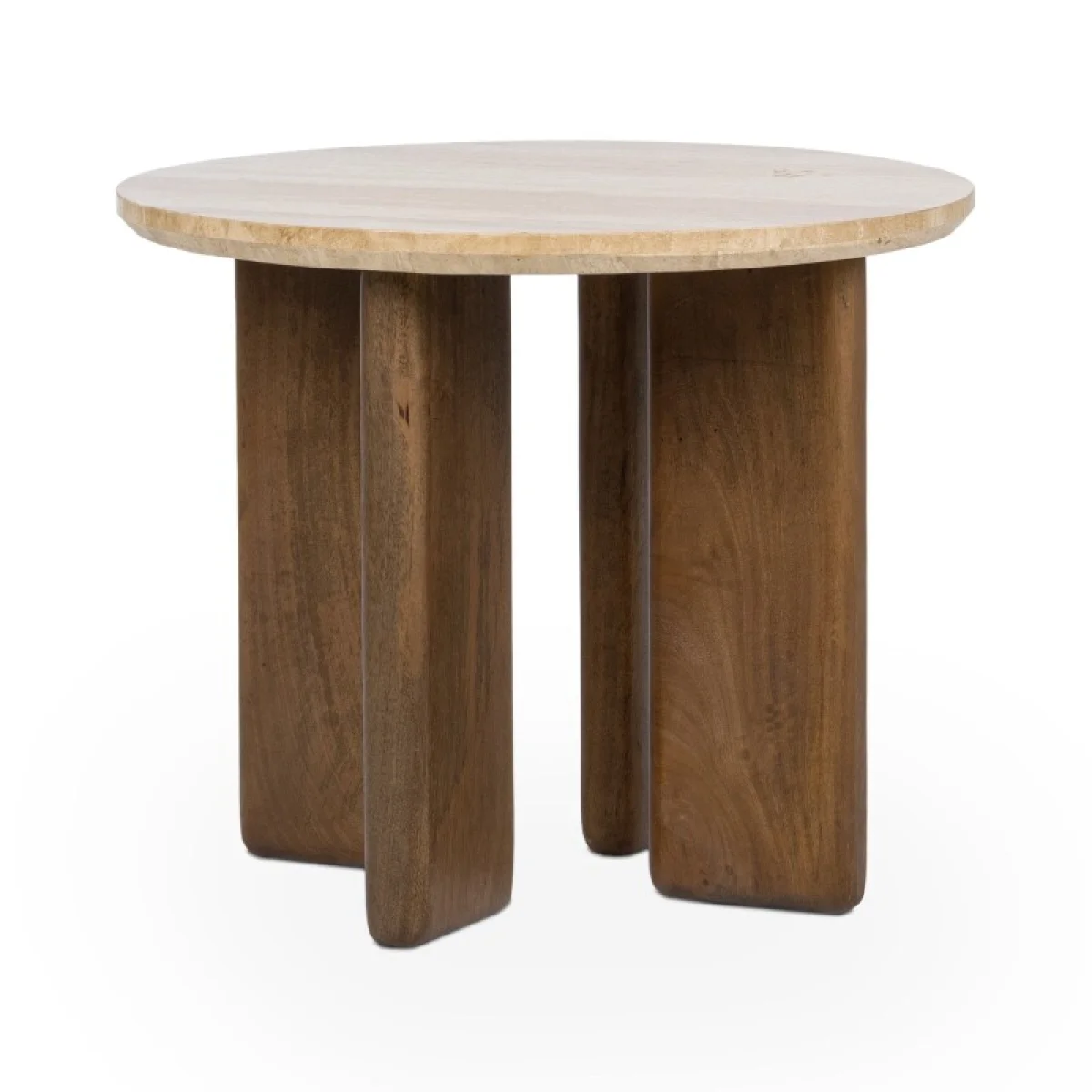 Idella Travertine Round End Table End tables Brown 4