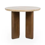 Idella Travertine Round End Table End tables Brown 16