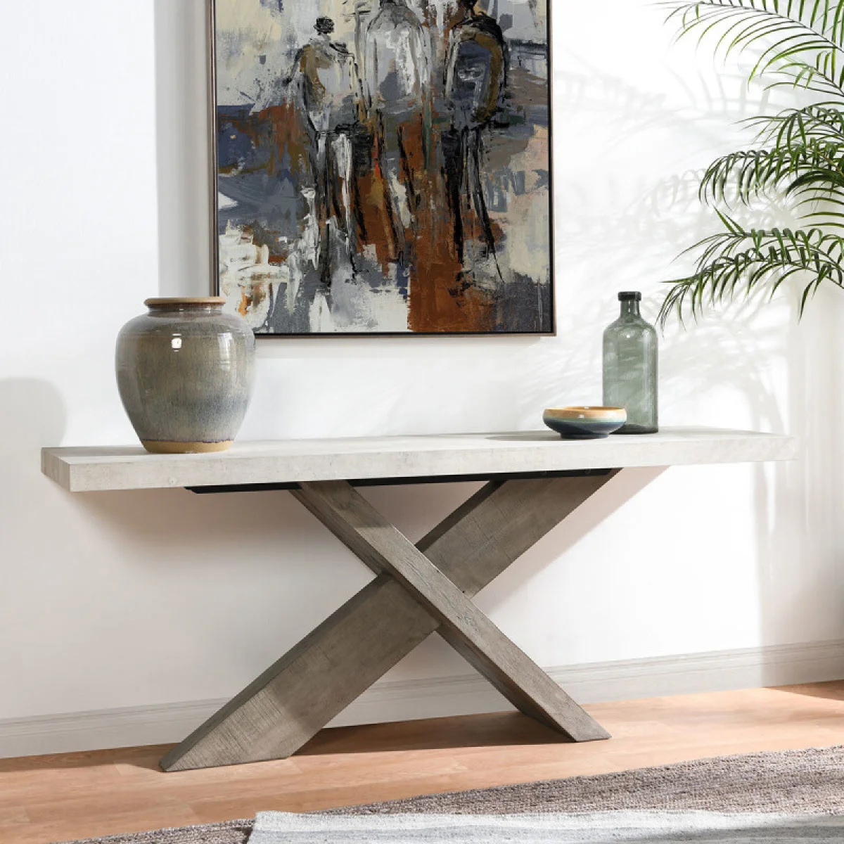 Durant Solid Wood Rectangle Console Table – Distressed Gray-weathered Chalk Console Tables Antique White/Distressed Brown 9
