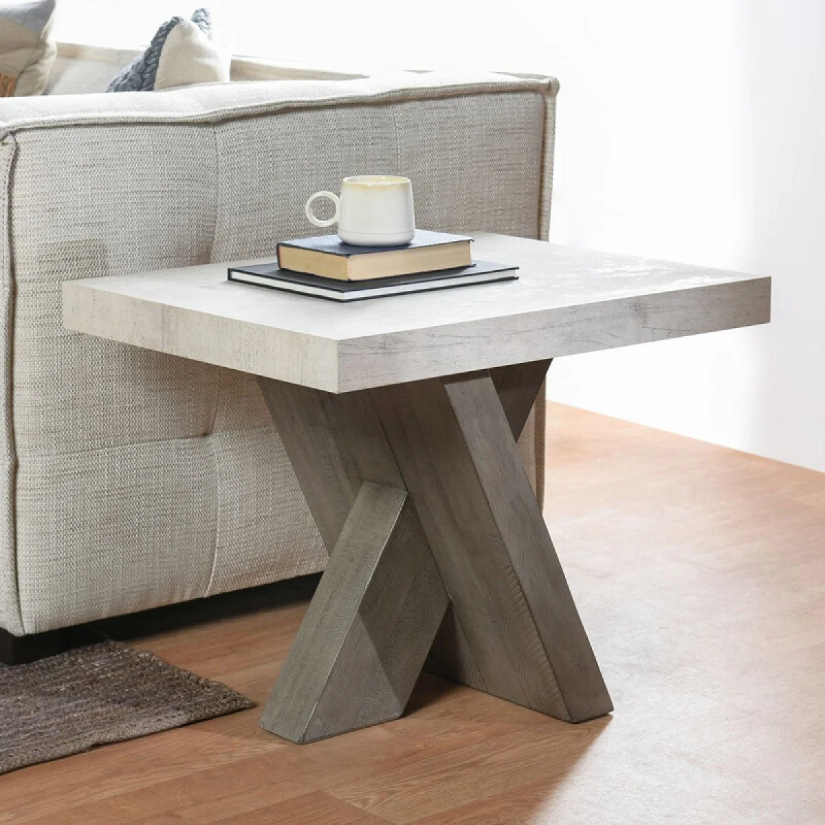 Durant Solid Wood Rectangle End Table – Distressed Gray-weathered Chalk End tables Classic Home 10
