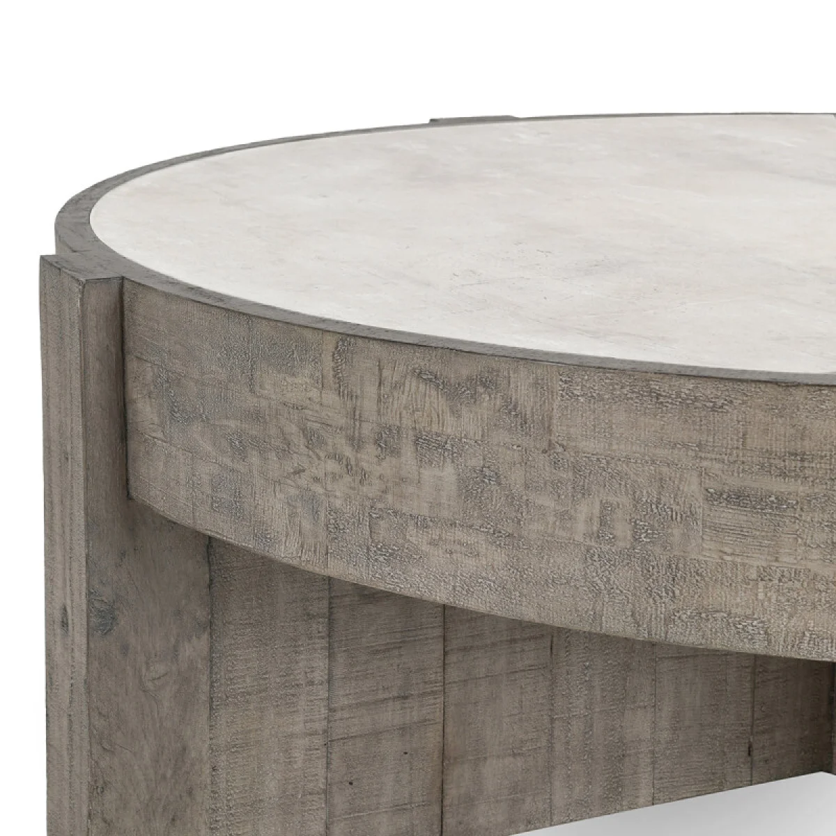 Sonoma Solid Wood Round Coffee Table Cocktail & Coffee Tables Antique White/Distressed Gray 9