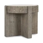 Sonoma Solid Wood Round End Table End tables Antique White/Distressed Gray 12