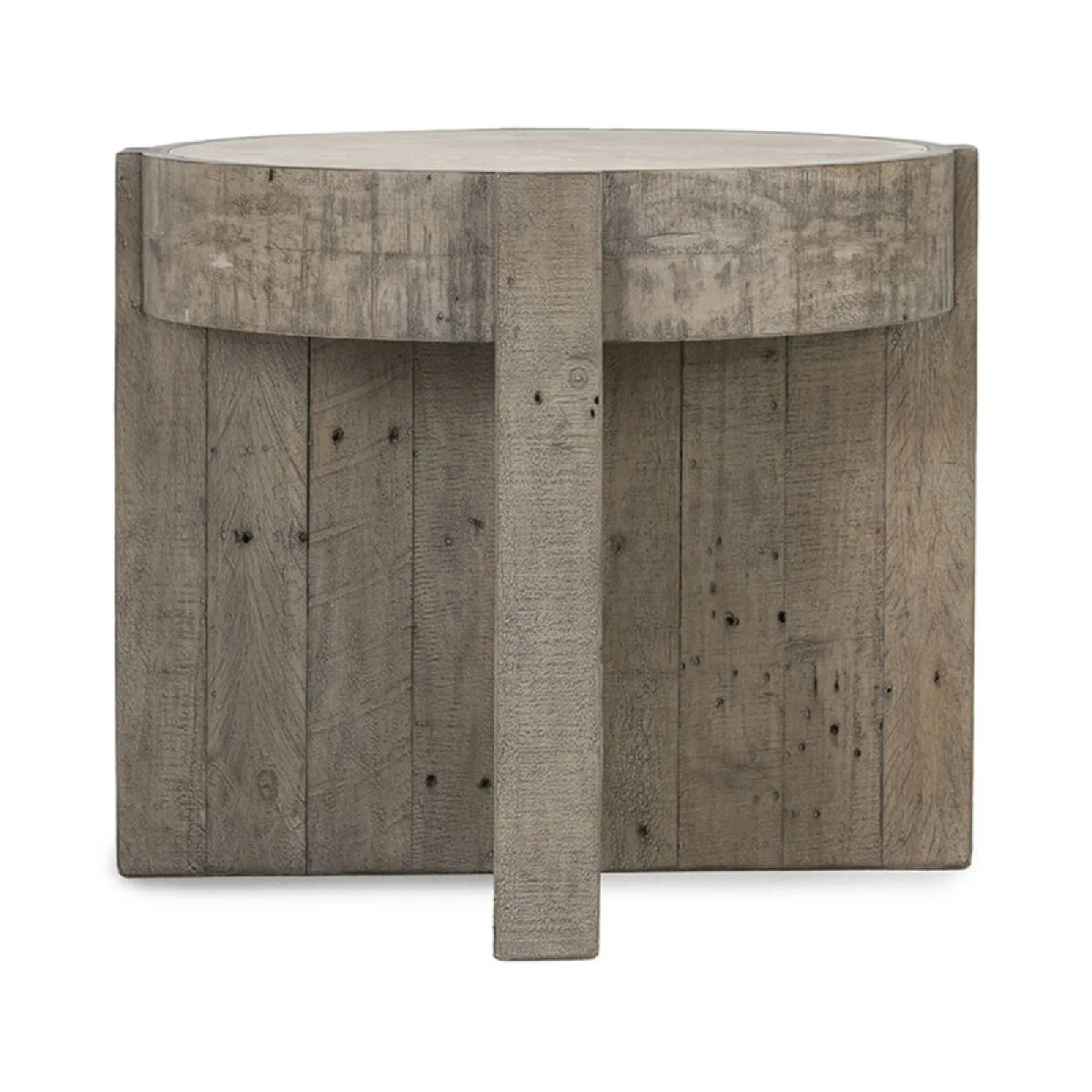 Sonoma Solid Wood Round End Table End tables Antique White/Distressed Gray 6