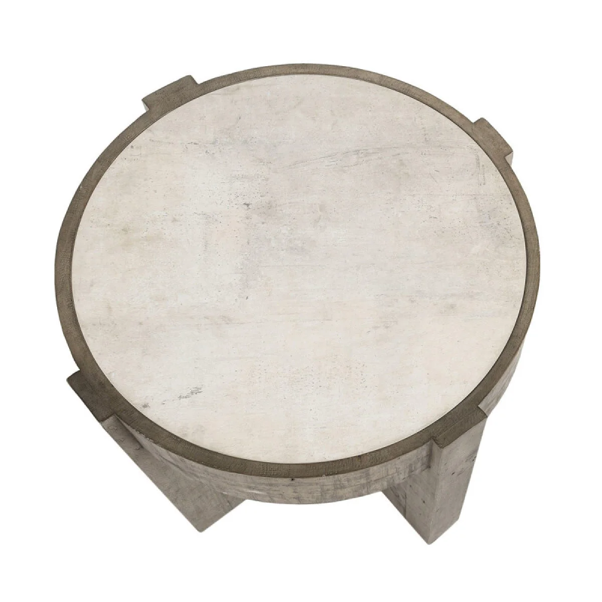 Sonoma Solid Wood Round End Table End tables Antique White/Distressed Gray 7