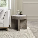 Sonoma Solid Wood Round End Table End tables Antique White/Distressed Gray 18