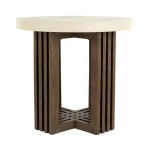 Aspen Solid Wood Round End Table End tables Antique White/Distressed Brown 16