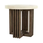 Aspen Solid Wood Round End Table End tables Antique White/Distressed Brown 17