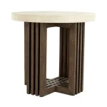 Aspen Solid Wood Round End Table End tables Antique White/Distressed Brown 18