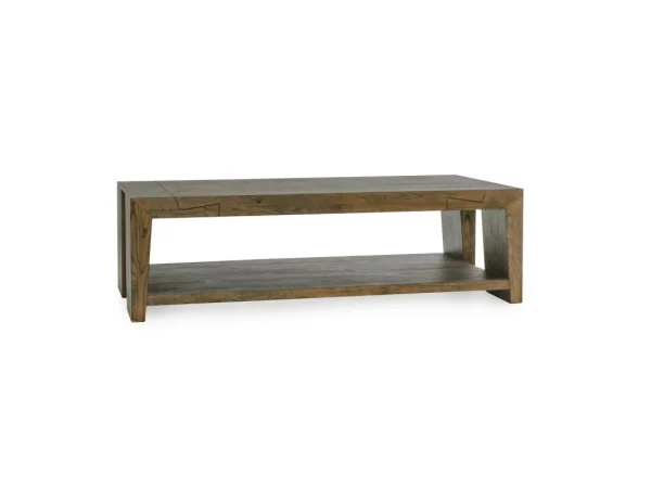 Troy Solid Wood Rectangle Coffee Table Cocktail & Coffee Tables Brown