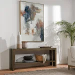 Troy Solid Wood Rectangle Console Table Console Tables Brown 19