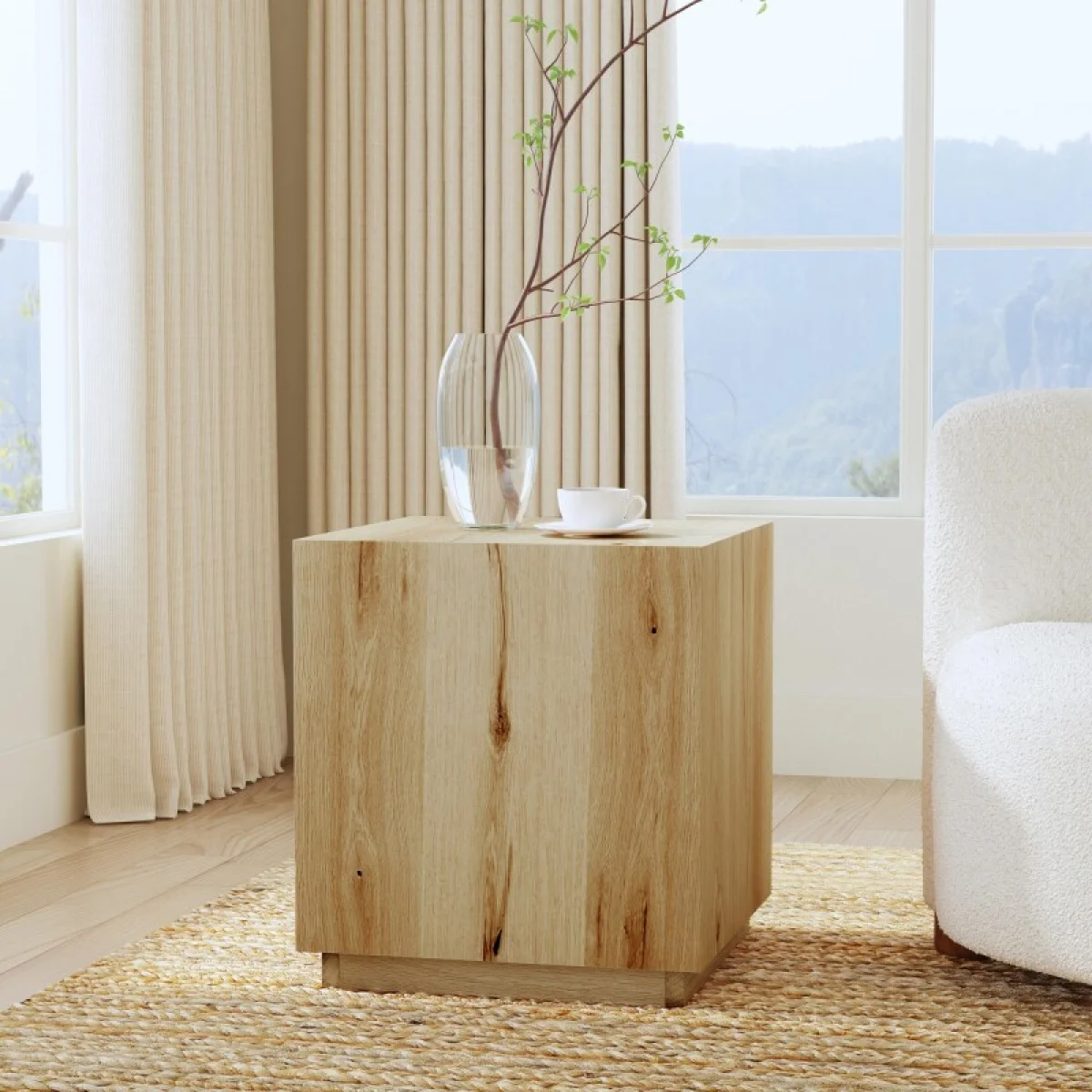 Layne Solid Wood Square End Table – True Natural End tables Brown 10
