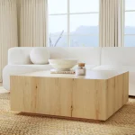 Layne Solid Wood Square Coffee Table W Casters – True Natural Cocktail & Coffee Tables Brown 15