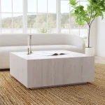 Layne Solid Wood Square Coffee Table W Casters – Milk White Cocktail & Coffee Tables Classic Home 15